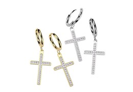 Серьги крест с кристаллами
