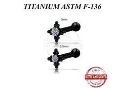 Микроштанга Steel and Silver чёрная с кластером Premium Crystals Микроштанга Steel and Silver чёрная с кластером Premium Crystals