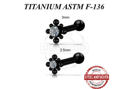 Микроштанга Steel and Silver чёрная с кластером Premium Crystals Микроштанга Steel and Silver чёрная с кластером Premium Crystals