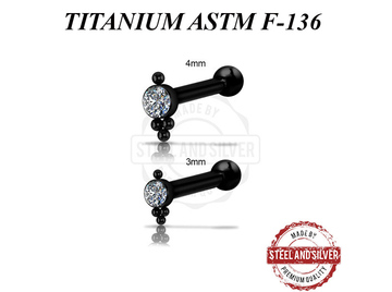 Микроштанга Steel and Silver чёрная с кластером Premium Crystals