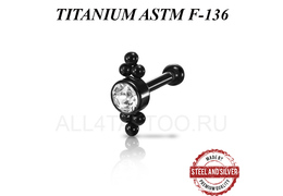 Микроштанга Steel and Silver чёрная с кластером Premium Crystals Микроштанга Steel and Silver чёрная с кластером Premium Crystals