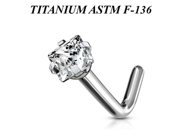 Титановый нострил с квадратным стразом