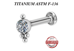 Лабрет из титана Steel and Silver с Premium Crystals Лабрет из титана Steel and Silver с Premium Crystals