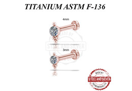 Лабрет титановый Steel and Silver розовое золото с кластером Premium Crystals Лабрет титановый Steel and Silver розовое золото с кластером Premium Crystals