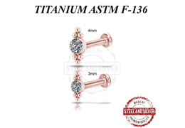 Лабрет титановый Steel and Silver розовое золото с кластером Premium Crystals Лабрет титановый Steel and Silver розовое золото с кластером Premium Crystals