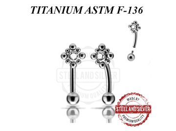 Микробанан из титана Steel and Silver с кластером Swarovski