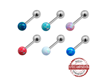 Штанга Steel and Silver с опаловым шариком