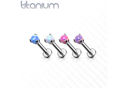 Лабрет из титана с опаловым шариком