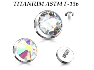 Накрутка из титана Ti Metal с кристаллом, резьба 1.2мм