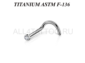 Нострил из титана Ti Metal с фианитом