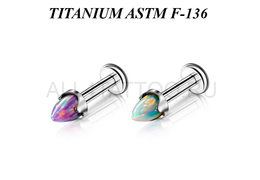 Лабрет из титана Ti Metal опаловый конус