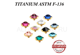 Накрутка из титана Steel and Silver с золотым покрытием и премиальным кристаллом